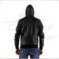 Men's Bomber Jacket in Genuine Black Leather CROSSOVER RACEWEARS