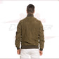 David - Men's Bomber Jacket in Genuine Light Green Suede Leather CROSSOVER RACEWEARS