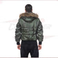 Boston - Men's Down Jacket in Genuine Green Leather CROSSOVER RACEWEARS