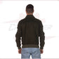 U03 - Men's Bomber Jacket in Genuine Green Suede Leather CROSSOVER RACEWEARS