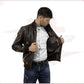 Men's Bomber Made of Genuine Dark Brown Leather CROSSOVER RACEWEARS