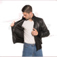 Men's Bomber in Genuine Black Leather CROSSOVER RACEWEARS
