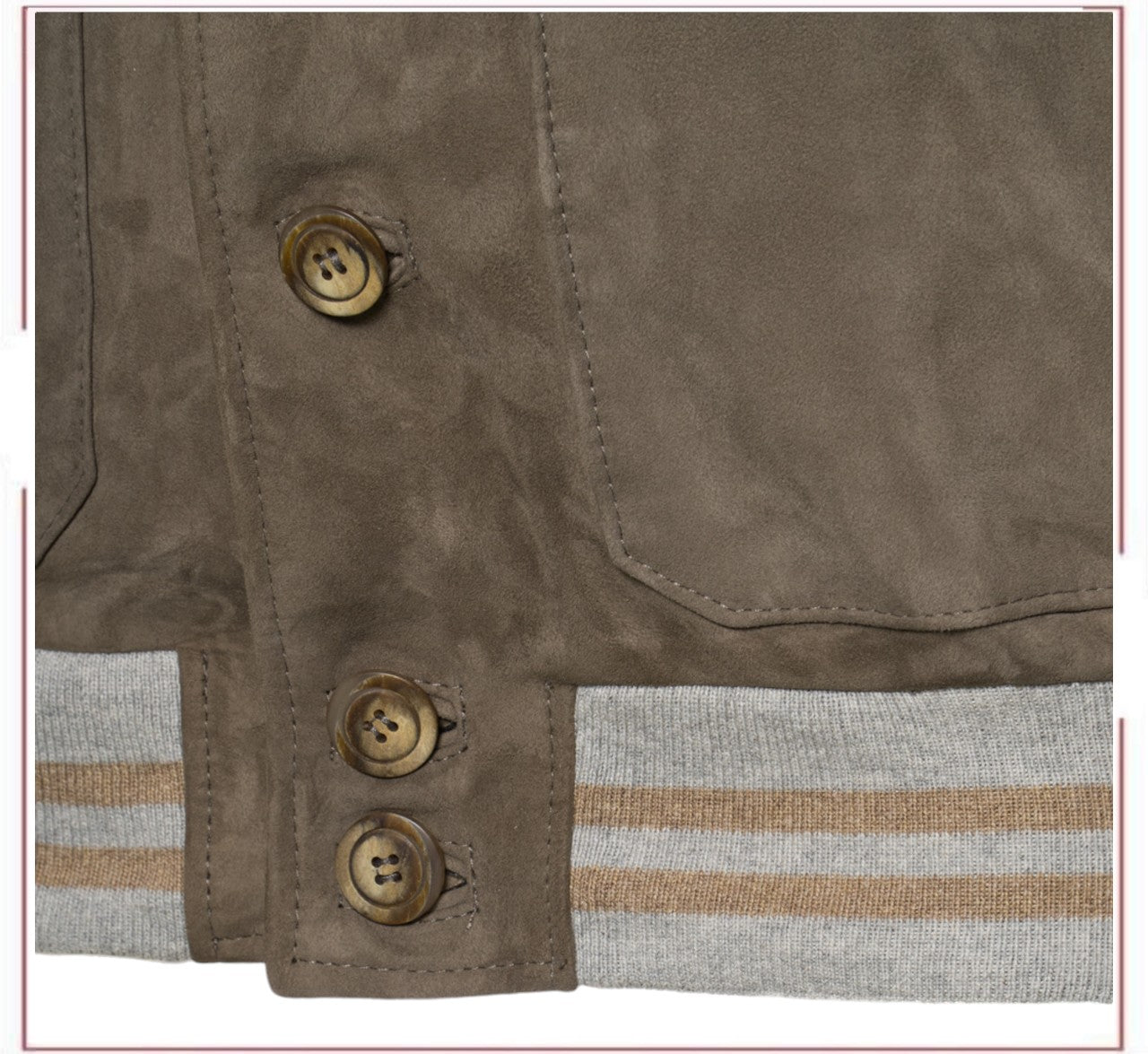 Polo - Men's Bomber Jacket in Genuine Mud Colored Suede Leather SE CROSSOVER RACEWEARS