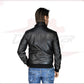 Men's Bomber Jacket in Genuine Black Leather CROSSOVER RACEWEARS