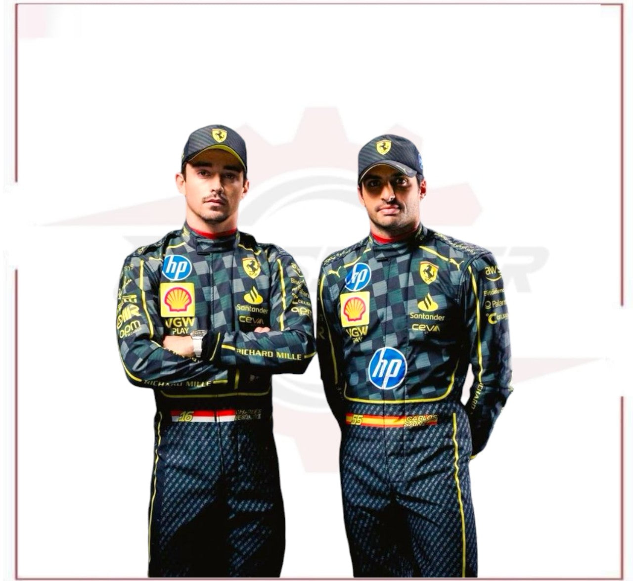 New 2024 Carlos Sainz HP Italy GP Scuderia Ferrari F1 Team Racing Suit - CROSSOVER RACEWEARS 