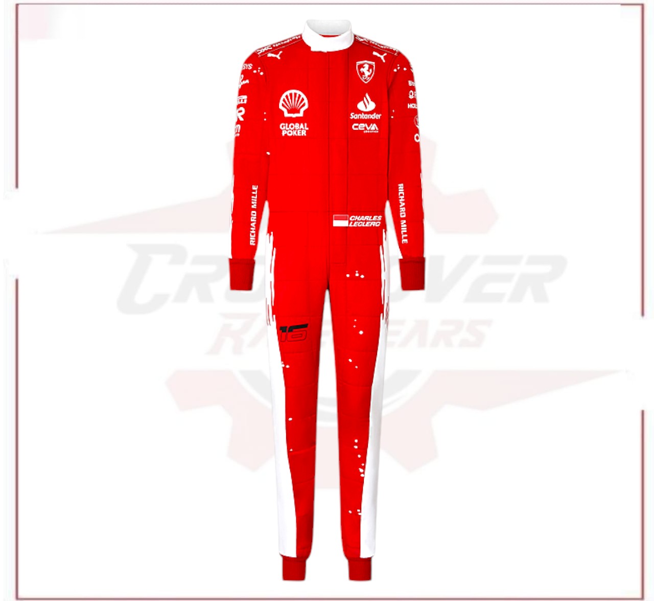 2023 New Las Vegas Charles Leclerc F1 Scuderia Ferrari Race Suit CROSSOVER RACEWEARS