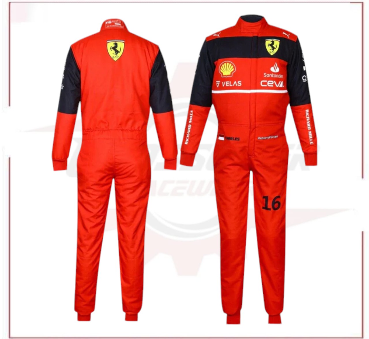 New Charles Leclerc 2022 F1 Ferrari Team Race Suit CROSSOVER RACEWEARS