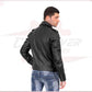 Men's jacket in Genuine Black Leather and Silver Zippers CROSSOVER RACEWEARS