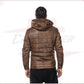Berlino - Men's Down Jacket in Genuine Brown Leather CROSSOVER RACEWEARS