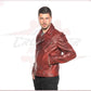 Men's jacket in Genuine Bordeaux Leather CROSSOVER RACEWEARS