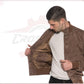 U03 Bis - Men's Bomber Jacket in Genuine Brown Suede Leather CROSSOVER RACEWEARS
