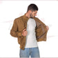 Men's Bomber Jacket in Genuine Honey Suede Leather CROSSOVER RACEWEARS