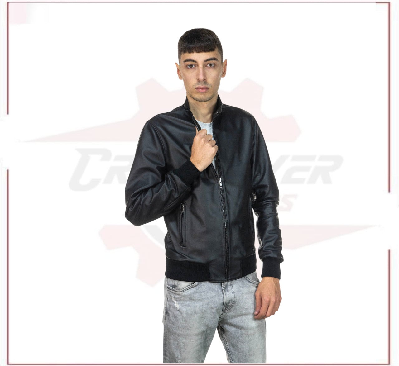 New Bomber Men in Genuine Black Leather CROSSOVER RACEWEARS