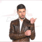 Men's Jacket in Genuine Brown Leather CROSSOVER RACEWEARS