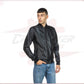Men's Bomber Jacket in Genuine Black Leather CROSSOVER RACEWEARS