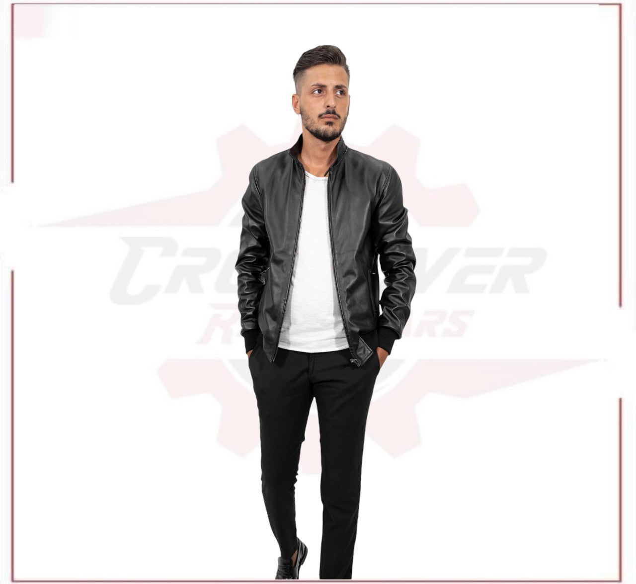 New Bomber Men in Genuine Black Leather CROSSOVER RACEWEARS