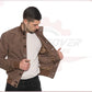 U03 Bis - Men's Bomber Jacket in Genuine Brown Suede Leather CROSSOVER RACEWEARS