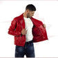 V248 - Men's Perfecto in Genuine Red Leather CROSSOVER RACEWEARS