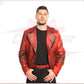 Vasco - Men's Studded Jacket in Genuine Bordeaux Leather CROSSOVER RACEWEARS