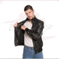 Men's Bomber in Genuine Black Leather CROSSOVER RACEWEARS