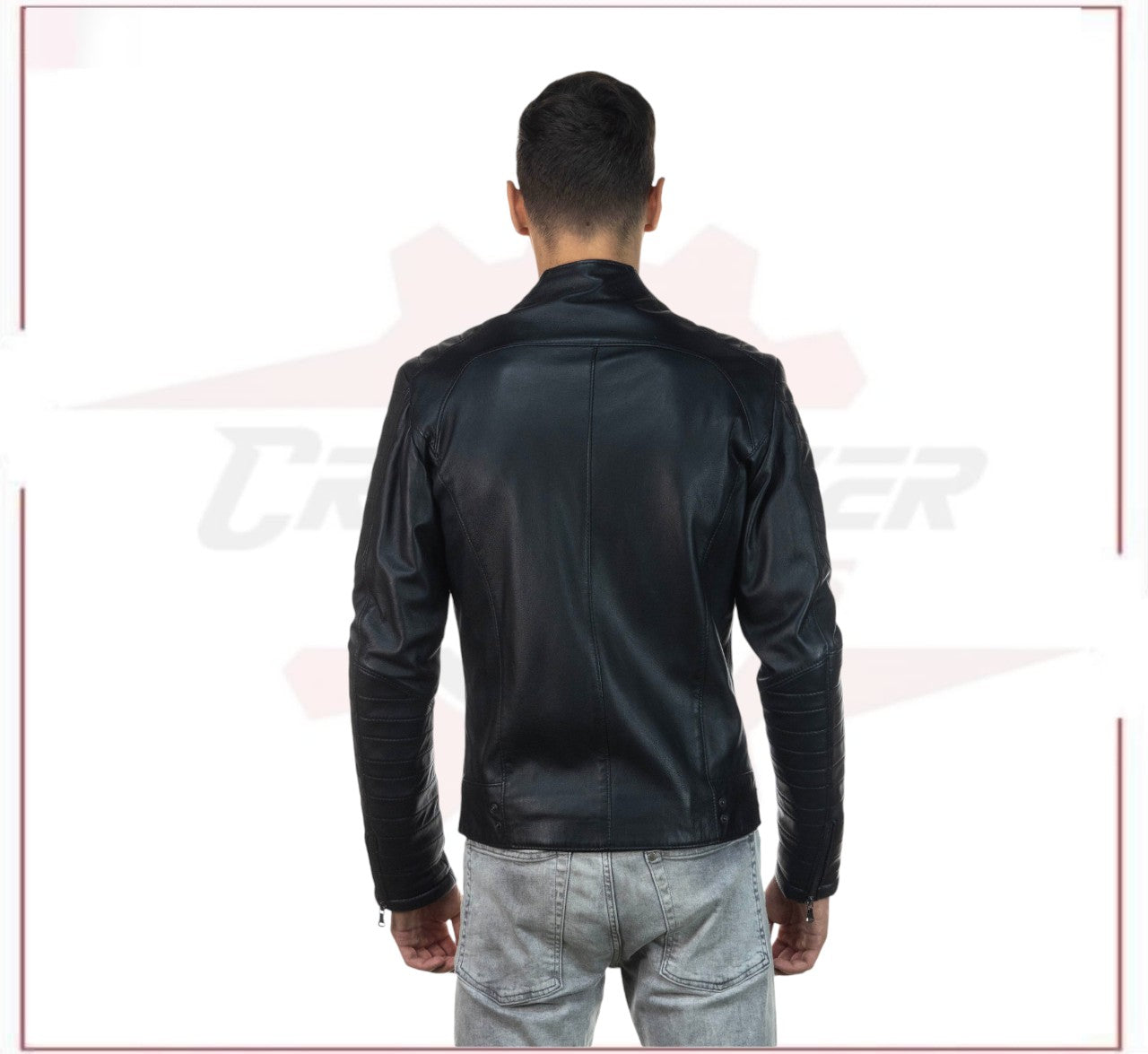Men's Perfecto Jacket in Genuine Black Leather CROSSOVER RACEWEARS