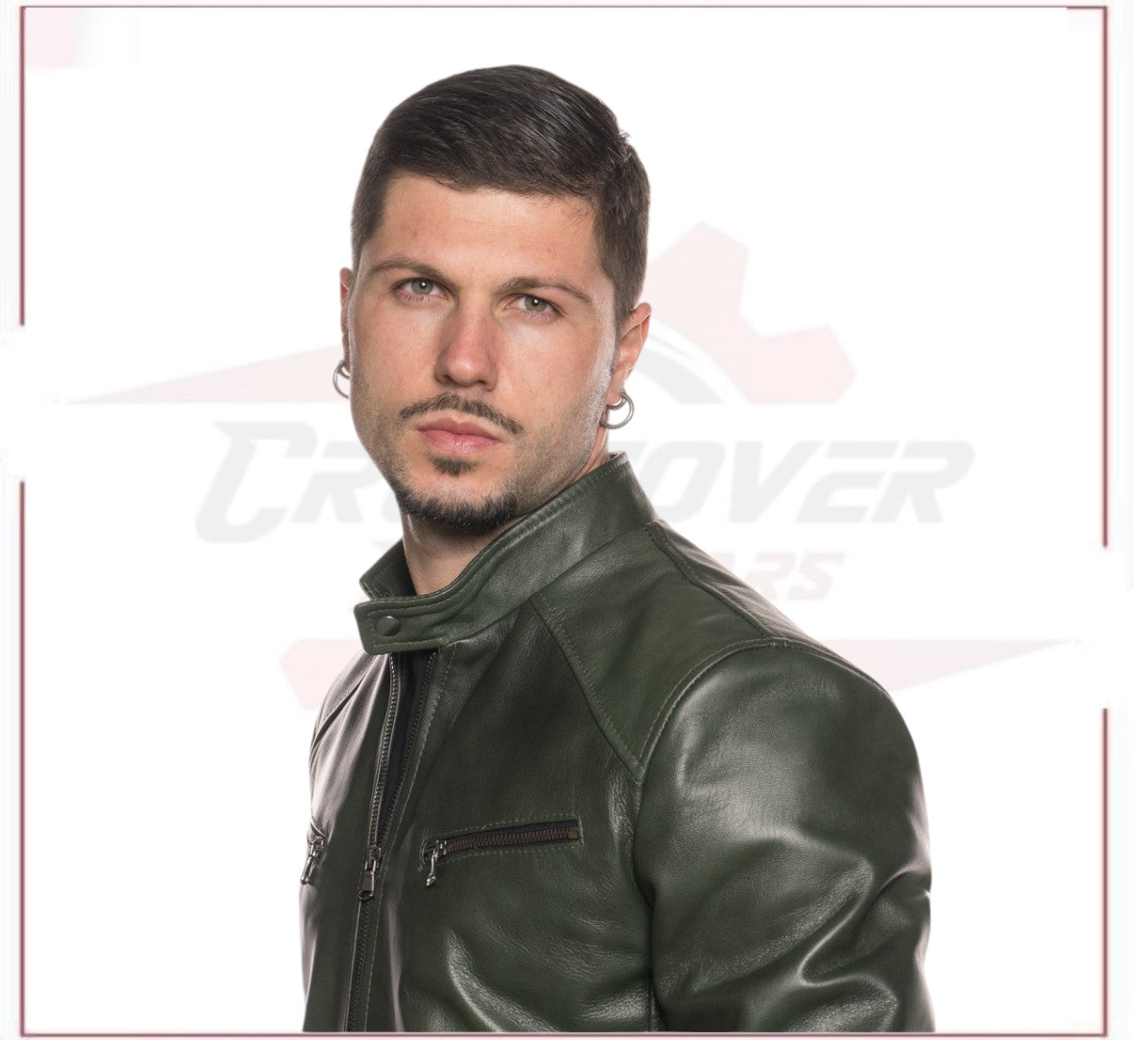 Men's Jacket in Genuine Green Leather CROSSOVER RACEWEARS