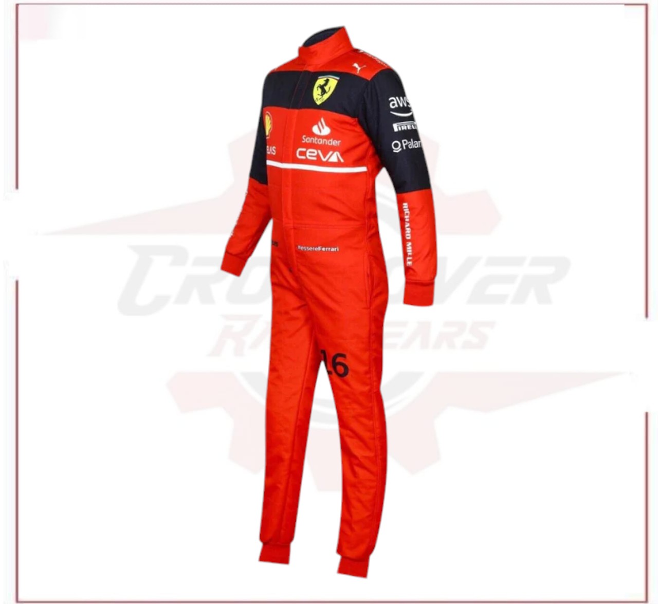 New Charles Leclerc 2022 F1 Ferrari Team Race Suit CROSSOVER RACEWEARS