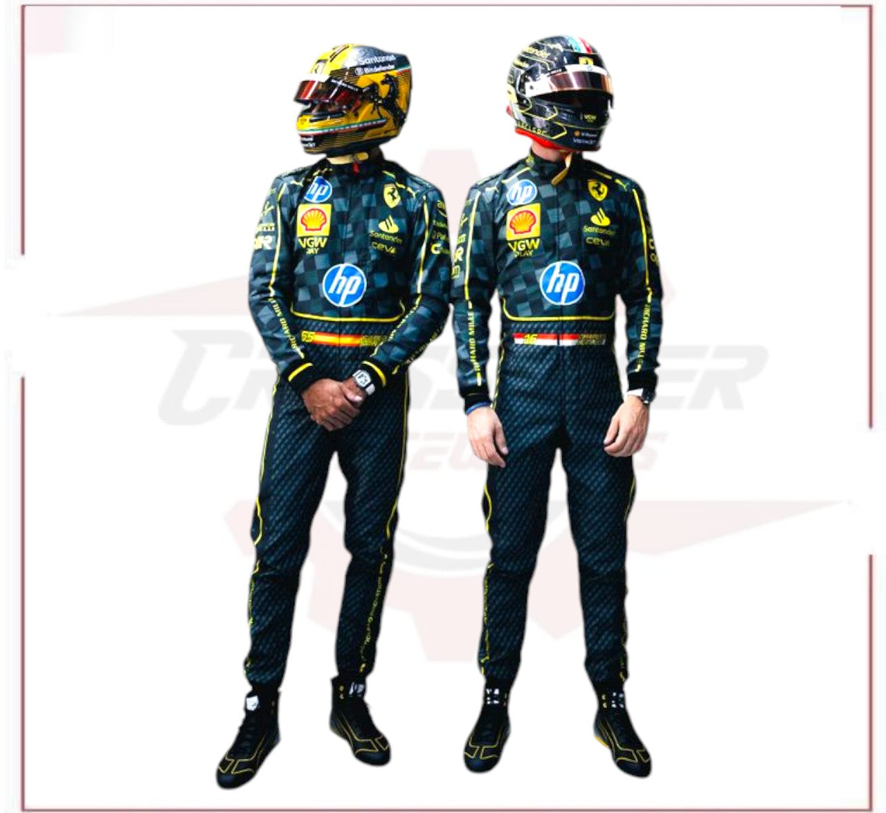 New 2024 Carlos Sainz HP Italy GP Scuderia Ferrari F1 Team Racing Suit - CROSSOVER RACEWEARS 