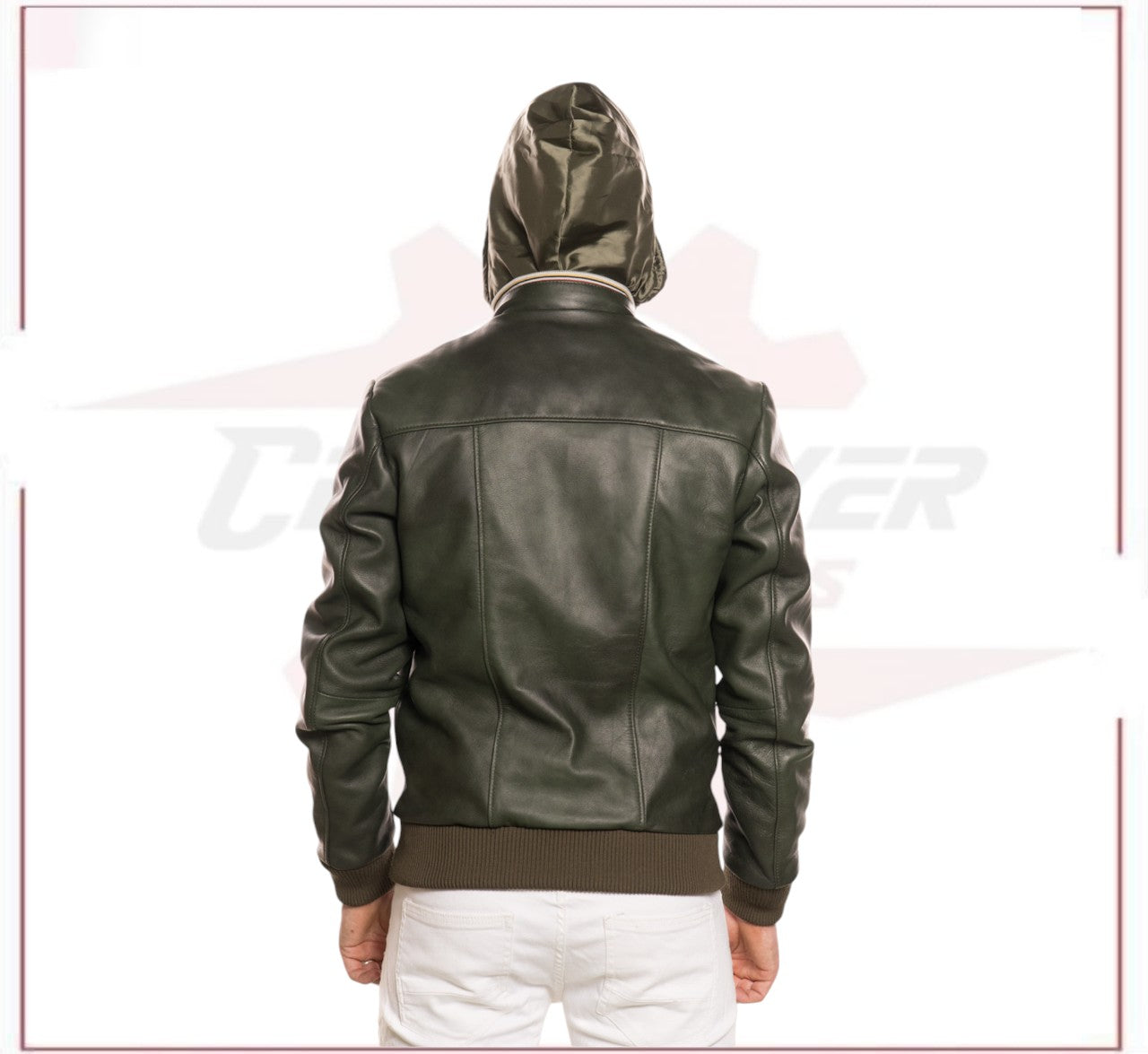 Bomber KiWey - Men’s Bomber Green genuine leather CROSSOVER RACEWEARS