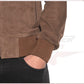 Victor - Men's Bomber Jacket in Genuine Dark Brown Suede Leather CROSSOVER RACEWEARS