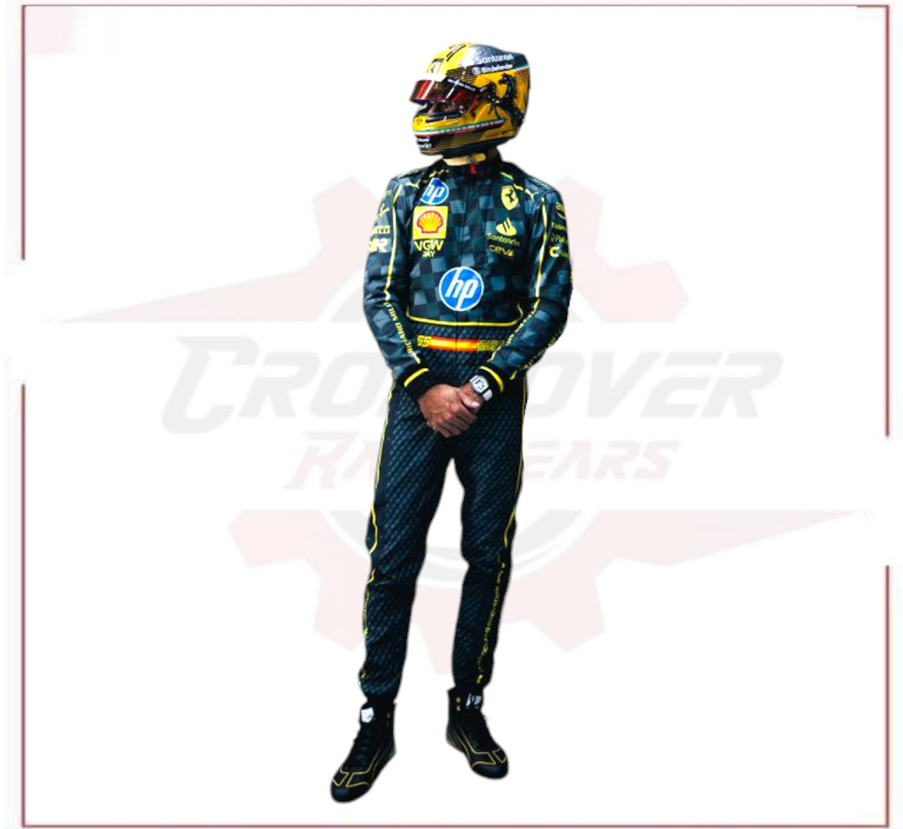 New 2024 Carlos Sainz HP Italy GP Scuderia Ferrari F1 Team Racing Suit - CROSSOVER RACEWEARS 