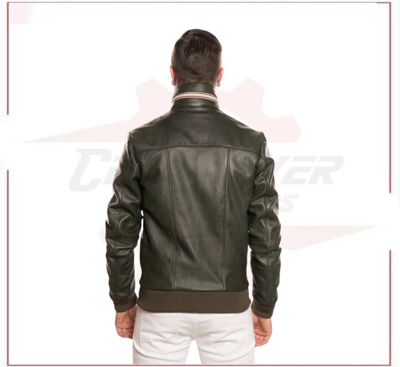 Bomber KiWey - Men’s Bomber Green genuine leather CROSSOVER RACEWEARS