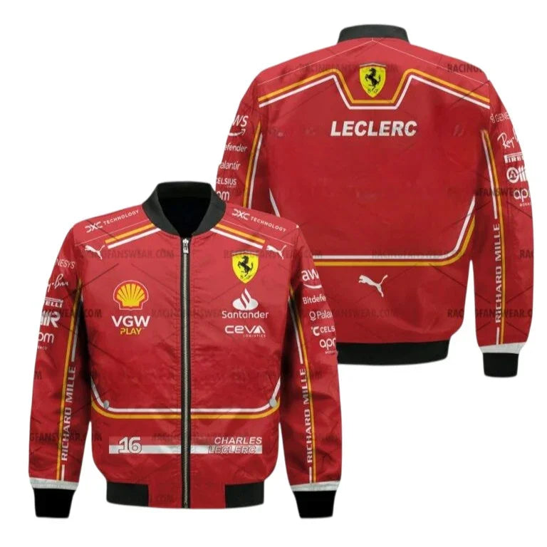 Charles Leclerc F1 Ferrari 2024 Vintage Racing Jacket