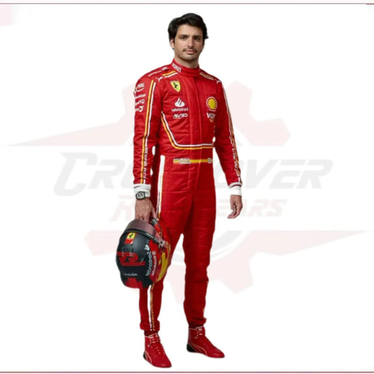 New Carlos Sainz scuderia Ferrari 2024 race suit - CROSSOVER RACEWEARS 