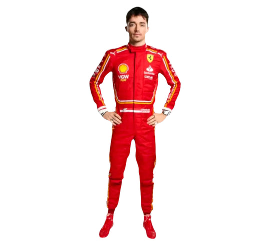 New Charles Leclerc 2024 Scuderia Ferrari F1 Team Replica Racing Suit