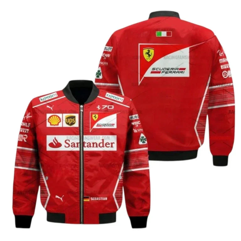 Sebastian Vettel Formula 1 Racing 2017 Scuderia Ferrari Vintage Bomber Jacket