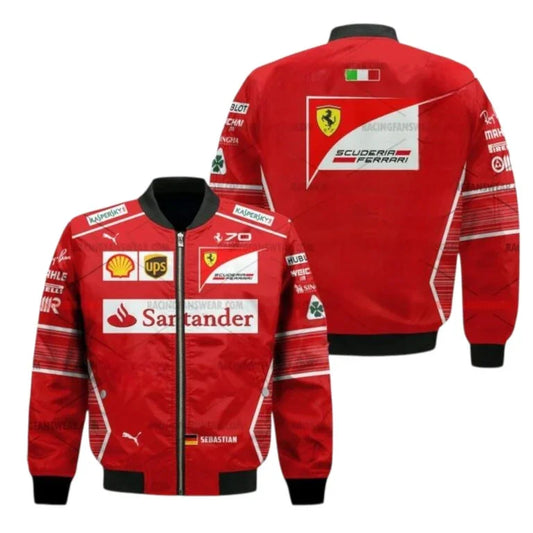 Sebastian Vettel Formula 1 Racing 2017 Scuderia Ferrari Vintage Bomber Jacket