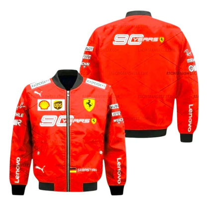 Sebastian Vettel 2019 F1 Ferrari Vintage Bomber Jacket - 90 Years
