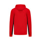 Red hoodie with black accents on a white background