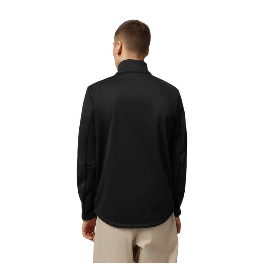 Man wearing a black jacket on a white background