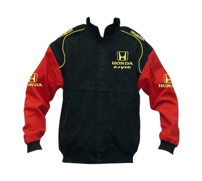 Honda Civic Racing Jacket Black and Red with Yellow