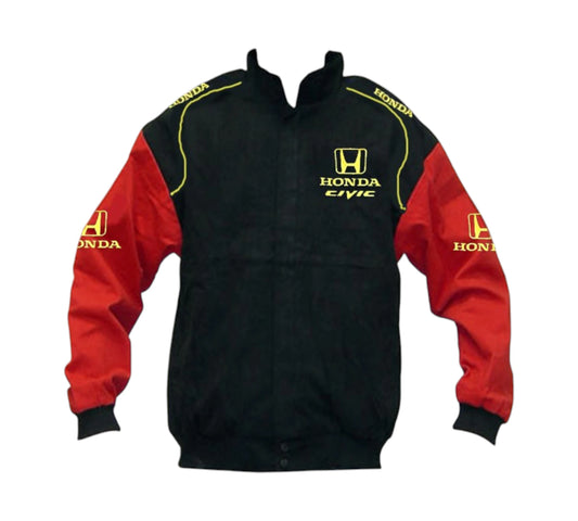 Honda Civic Racing Jacket Black and Red with Yellow