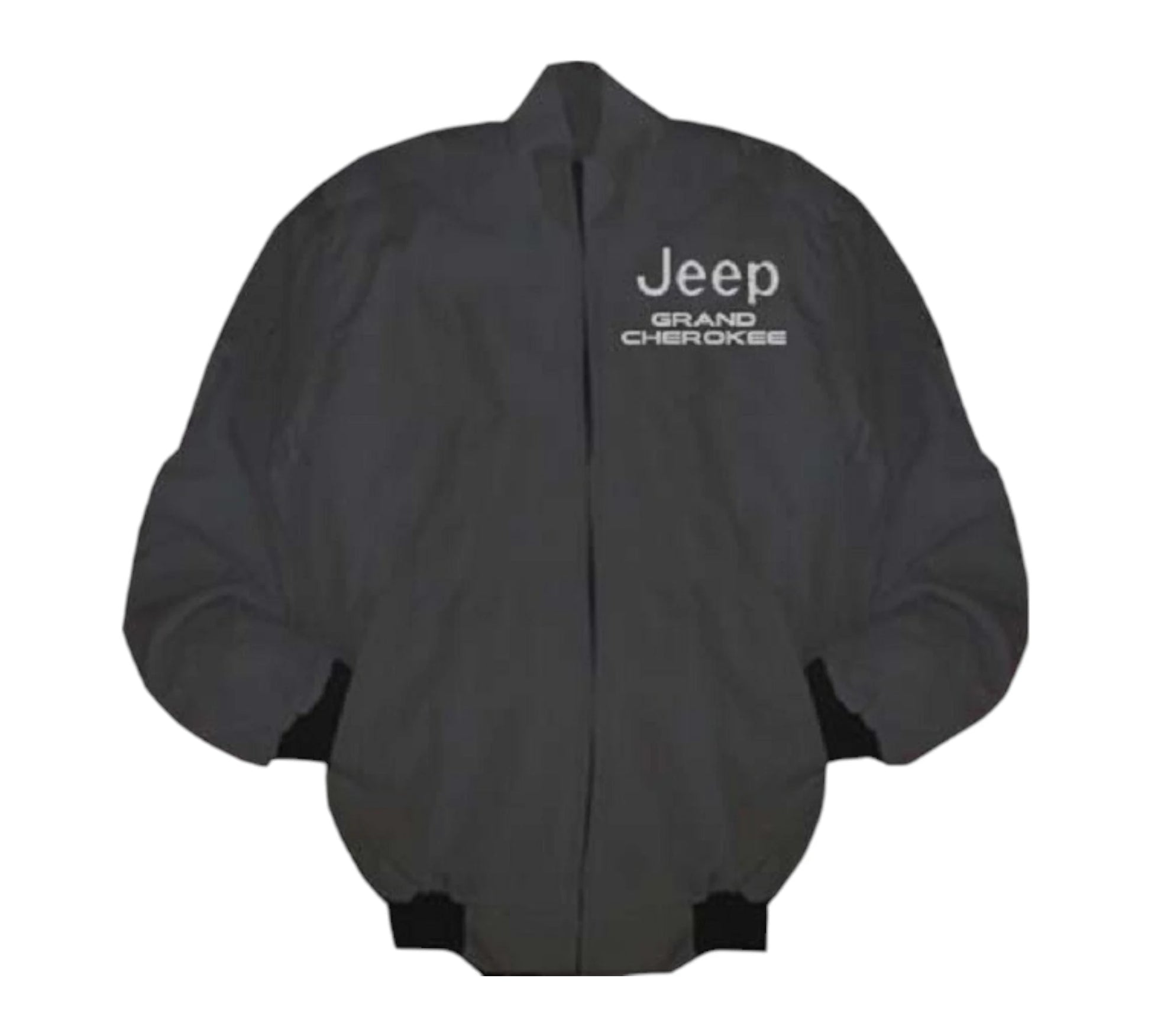 Black jacket with 'Jeep Grand Cherokee' logo on a white background