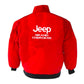 Red jacket with 'Jeep Grand Cherokee' text on the back against a white background
