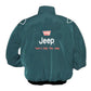 Green jacket with Jeep logo and text on a white background