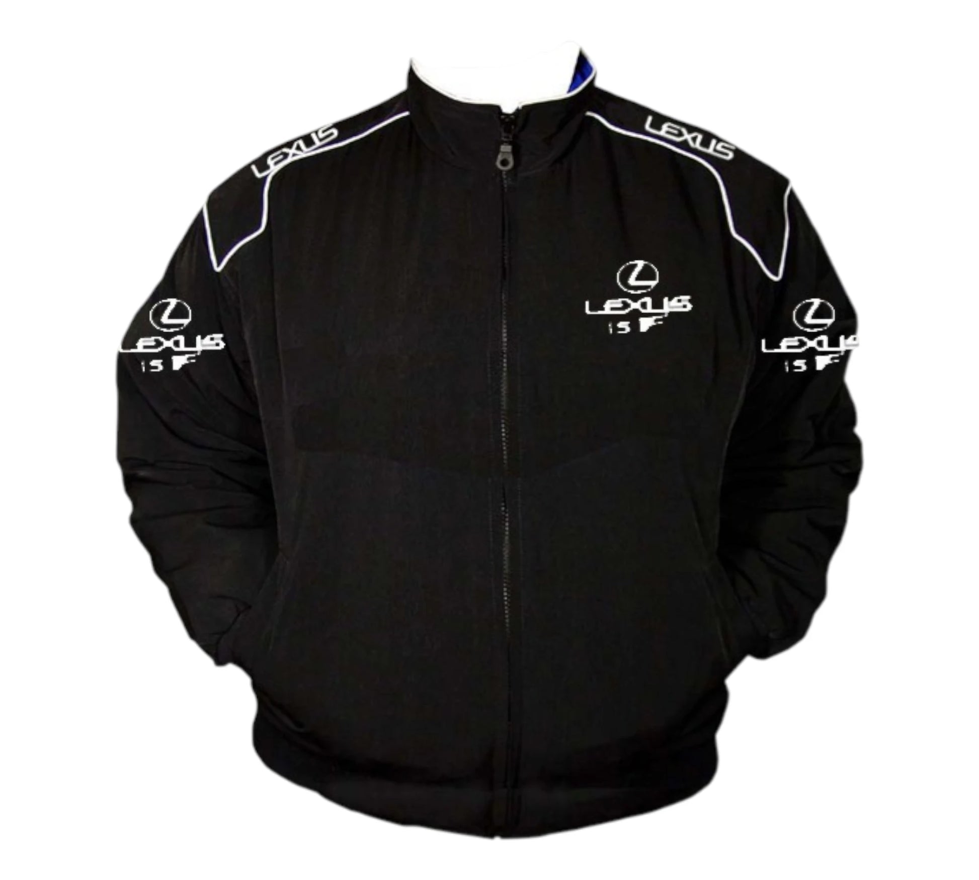 Black jacket with Lexus logos on a white background