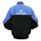 Blue and black jacket with Lexus logo on a white background