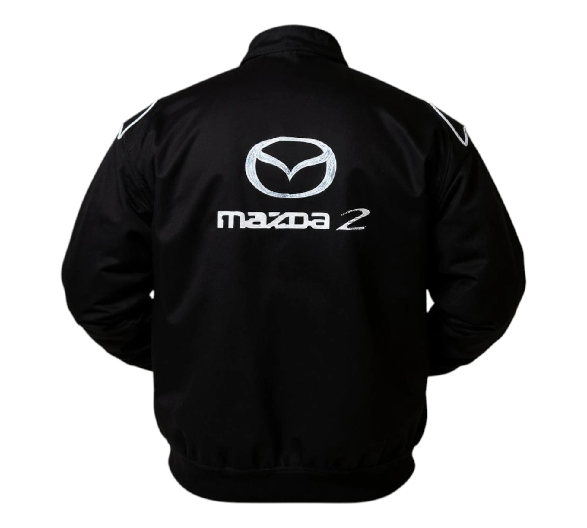 Black jacket with Mazda logo on a white background