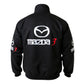Black jacket with Mazda 3 logo on the back