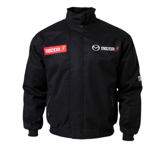 Black jacket with Mazda logos on a white background